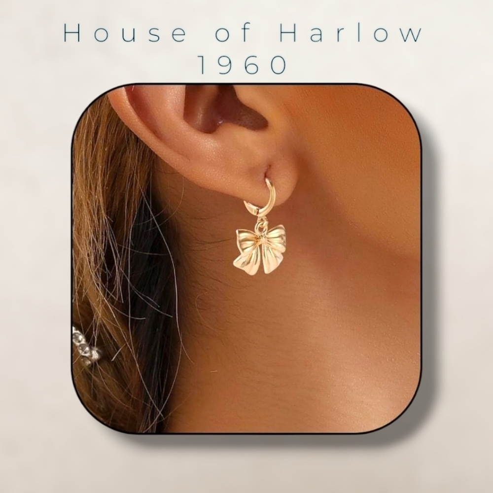 🔥 Nwt House of Harlow Coquette Dangle Bow Earrings